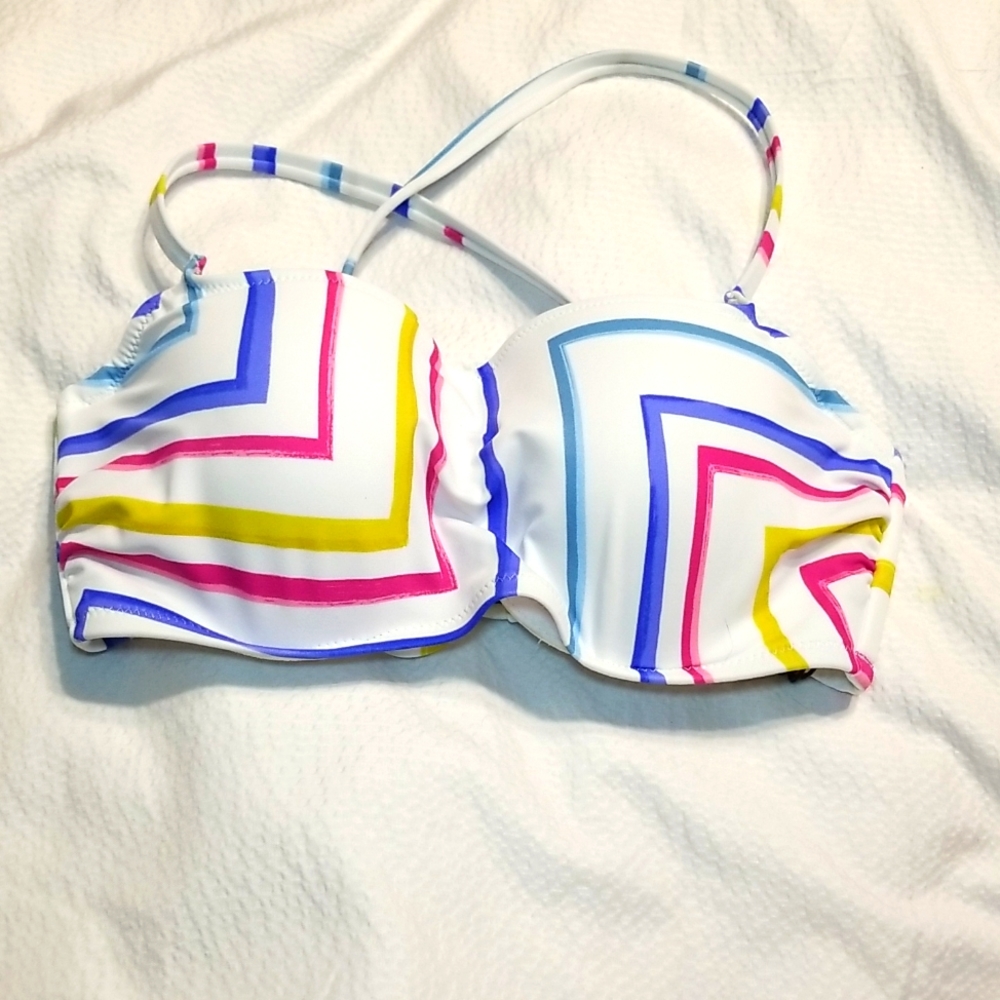 NWT LIGHT LIFT UNDERWIRE CROSS BACK TIE ADJUSTABLE SWIM BIKINI BRA TOP